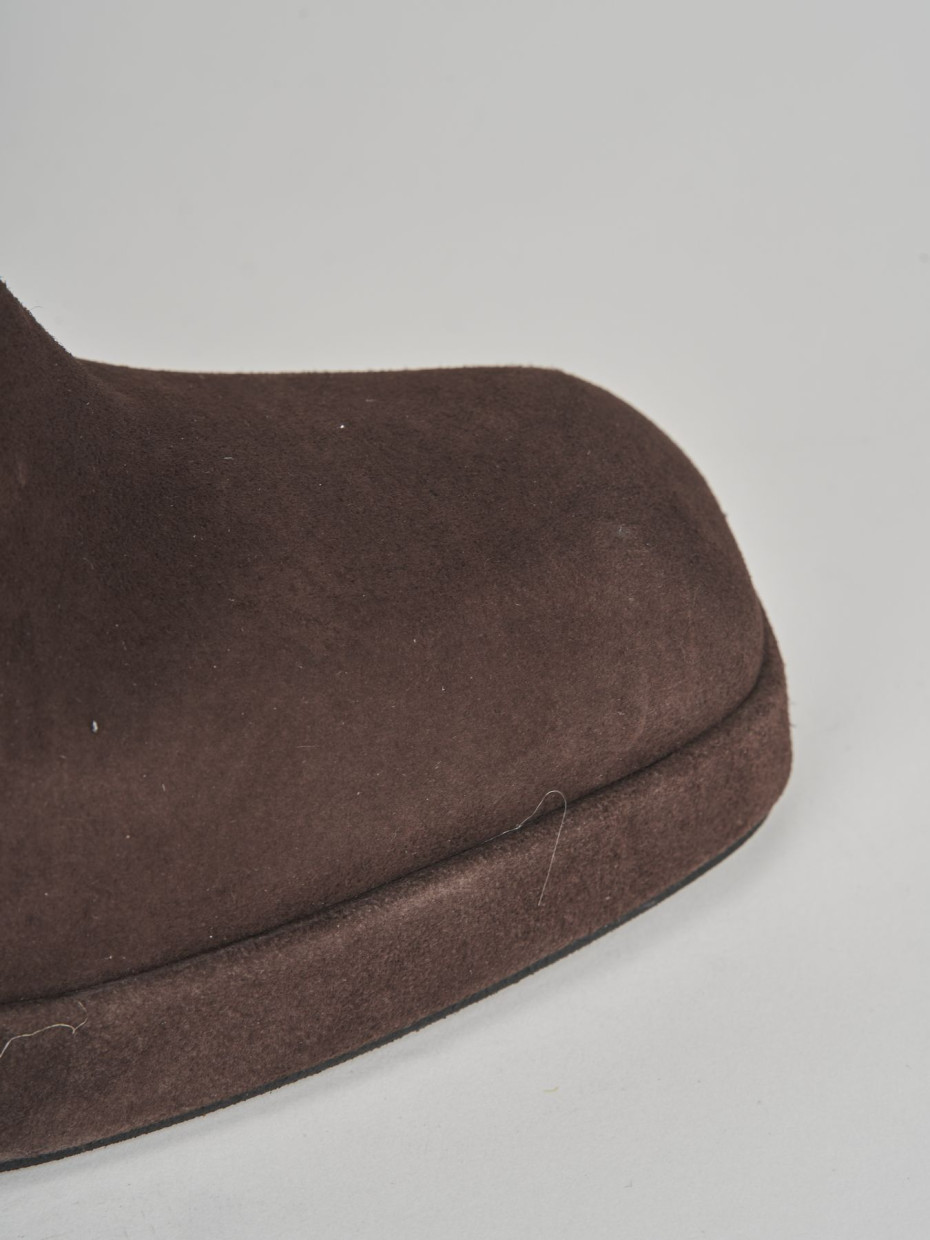 High heel ankle boots heel 7 cm dark brown suede
