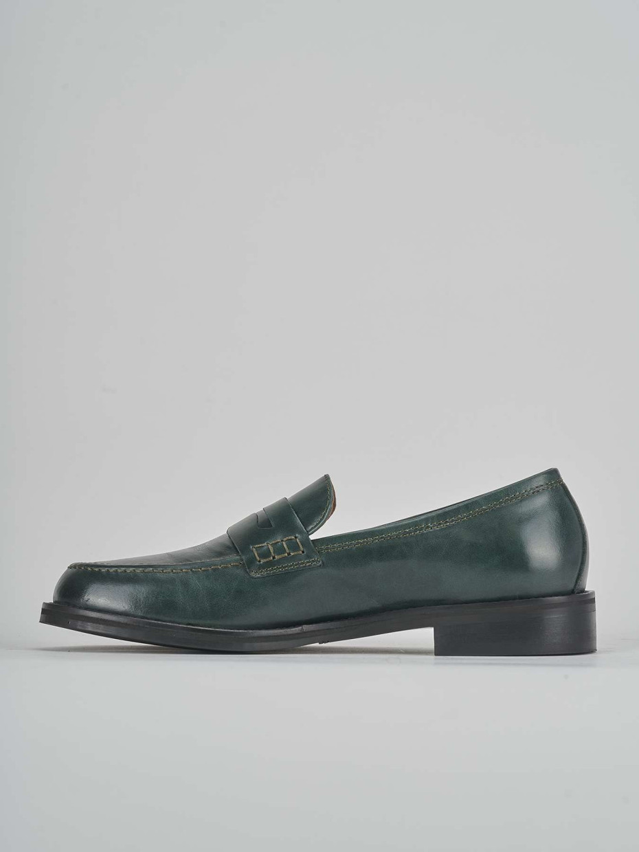 Mocassini tacco 1cm pelle verde
