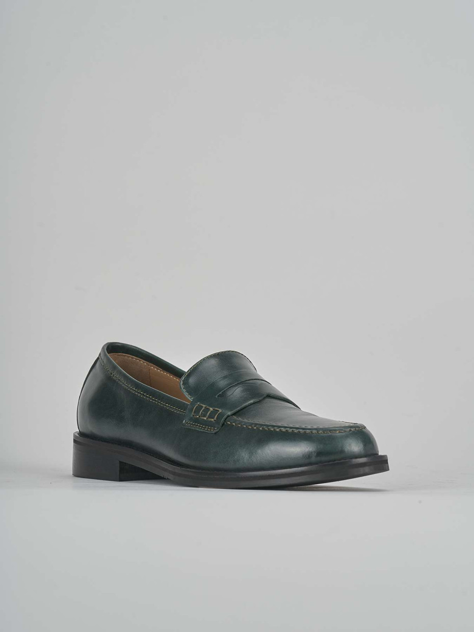 Mocassini tacco 1cm pelle verde