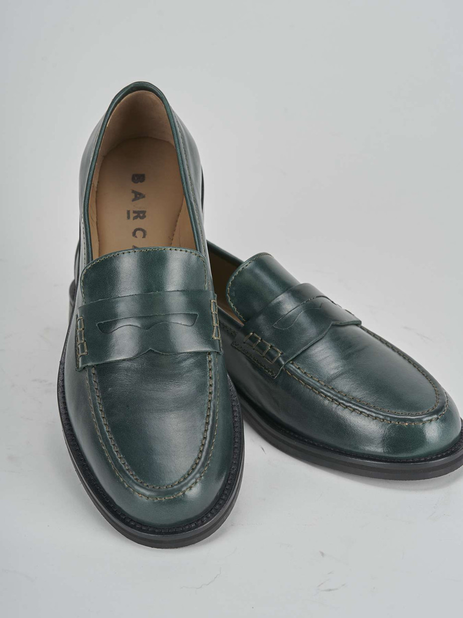 Mocassini tacco 1cm pelle verde