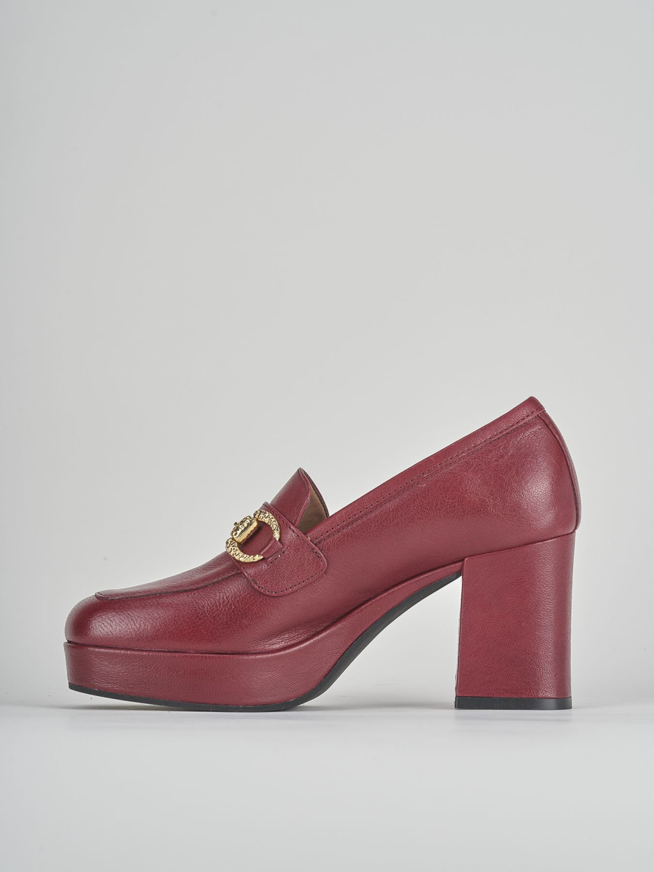 Loafers heel 7 cm bordeaux leather