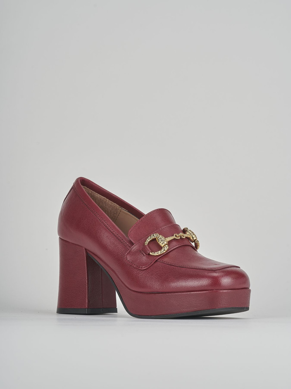 Loafers heel 7 cm bordeaux leather