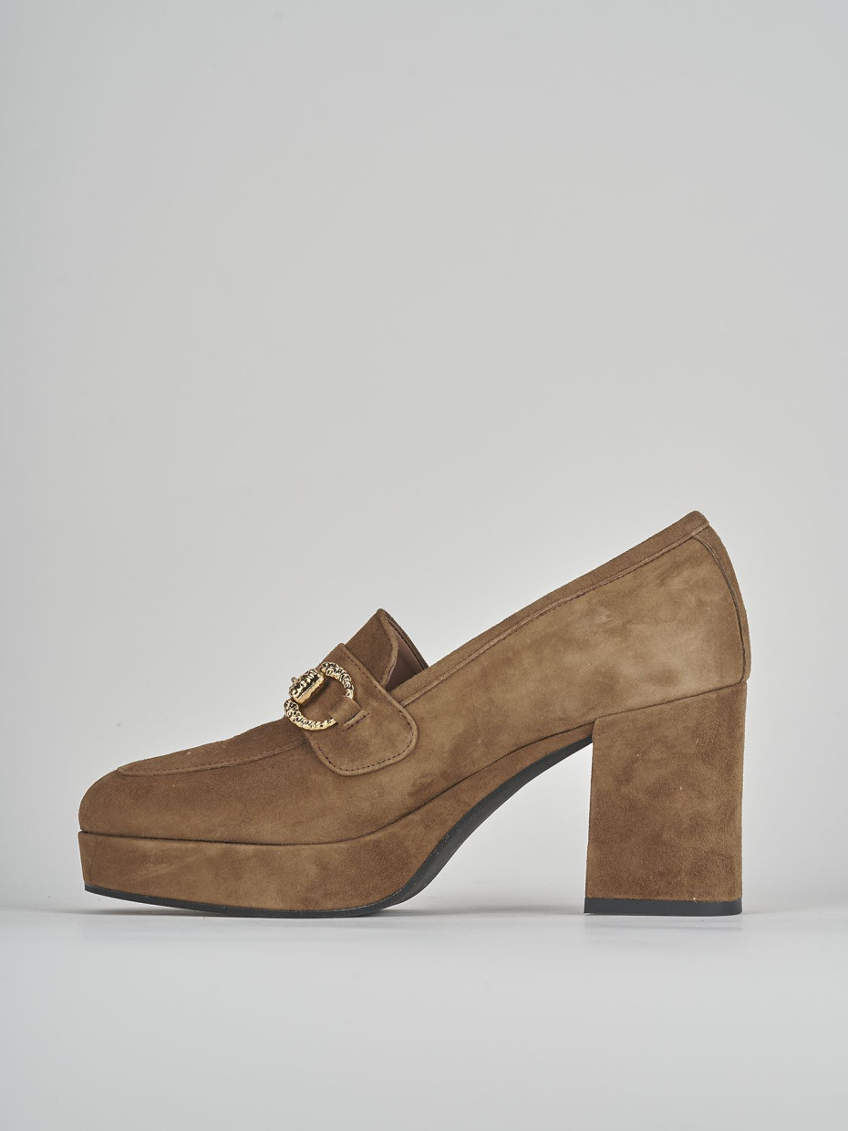 Loafers heel 7 cm brown suede