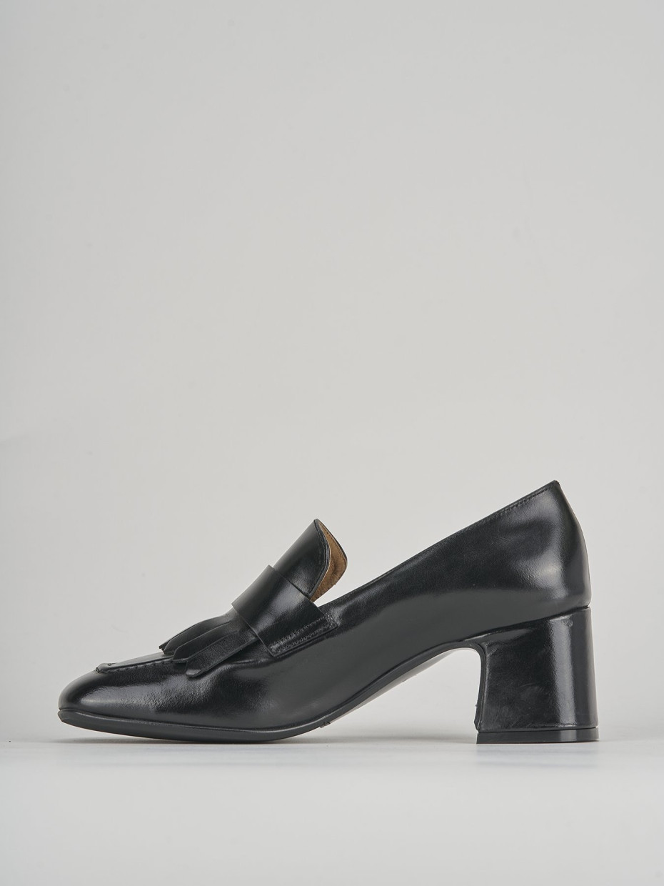Mocassini tacco 5cm pelle nero