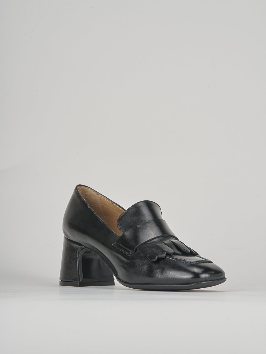 Mocassini tacco 5cm pelle nero