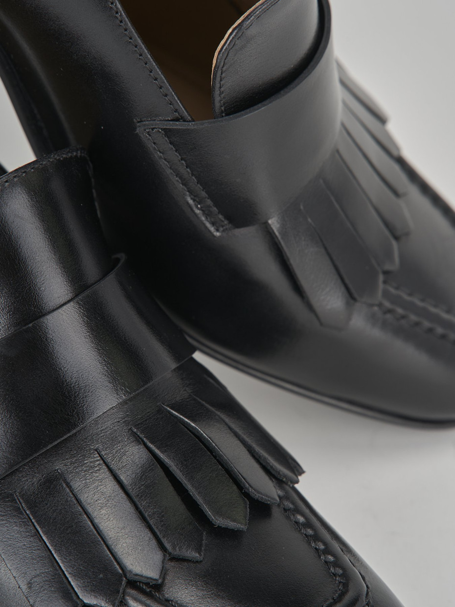 Mocassini tacco 5cm pelle nero