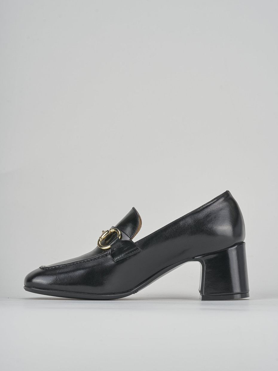 Mocassini tacco 5cm pelle nero