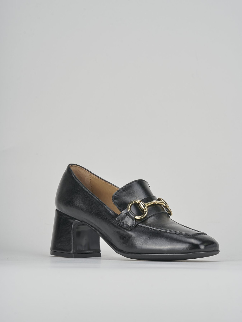Mocassini tacco 5cm pelle nero