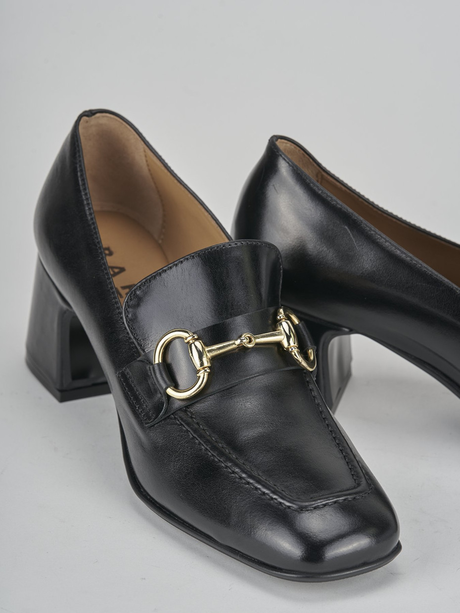 Mocassini tacco 5cm pelle nero