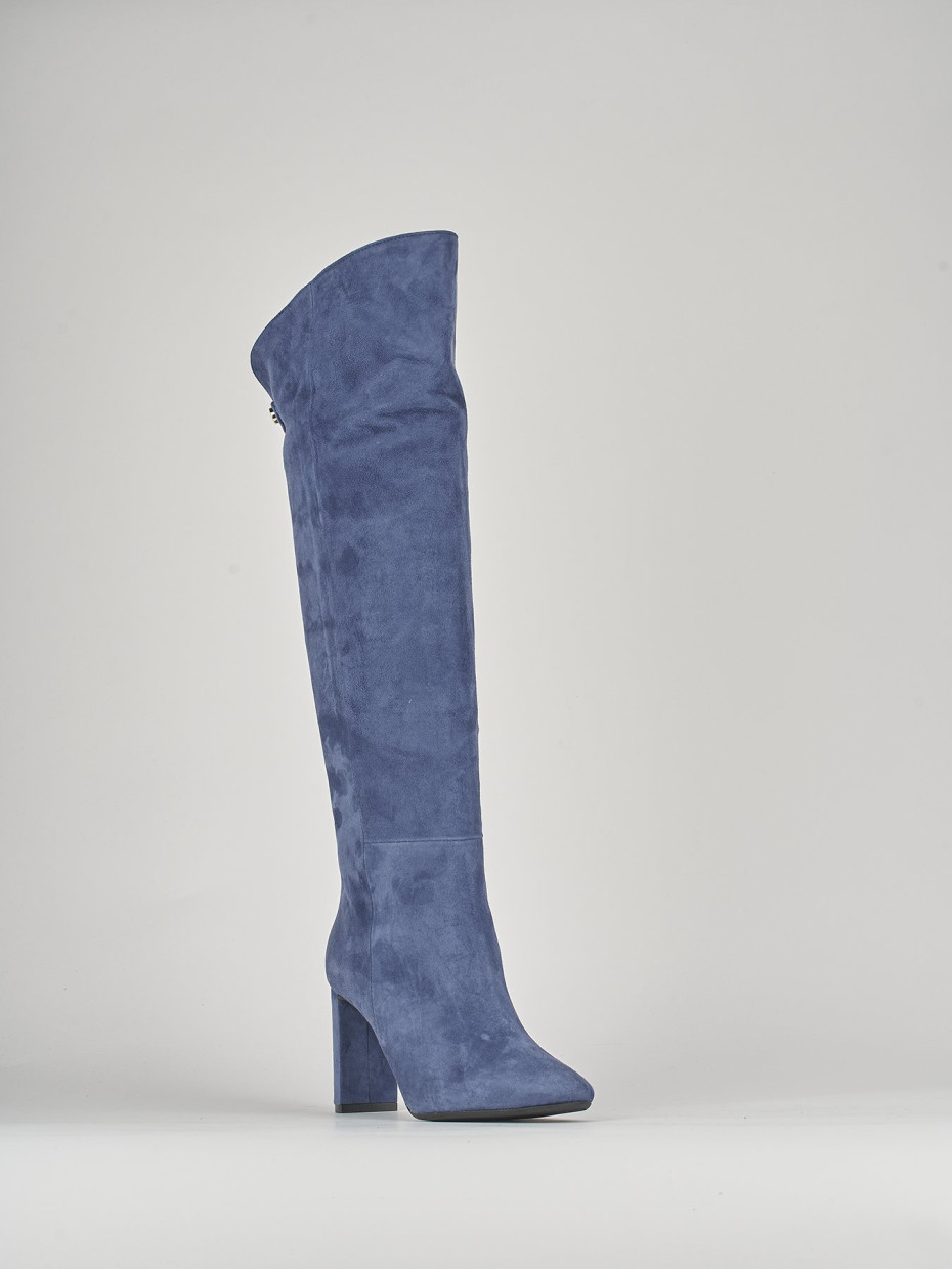 High heel boots heel 9 cm blu suede
