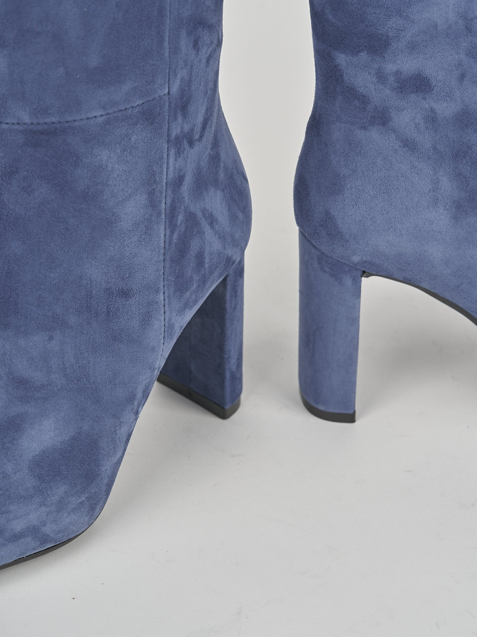 High heel boots heel 9 cm blu suede