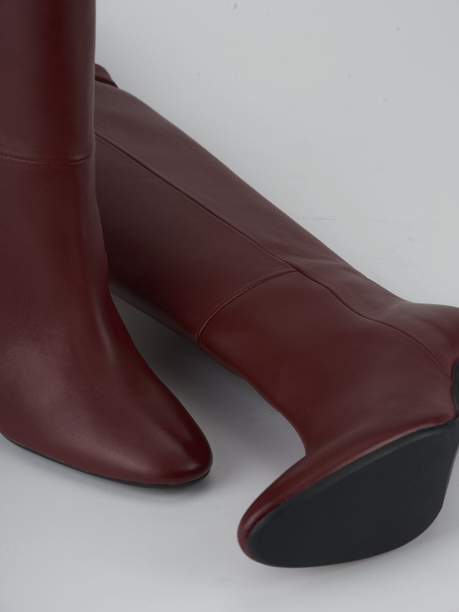 Red leather knee high boots uk top
