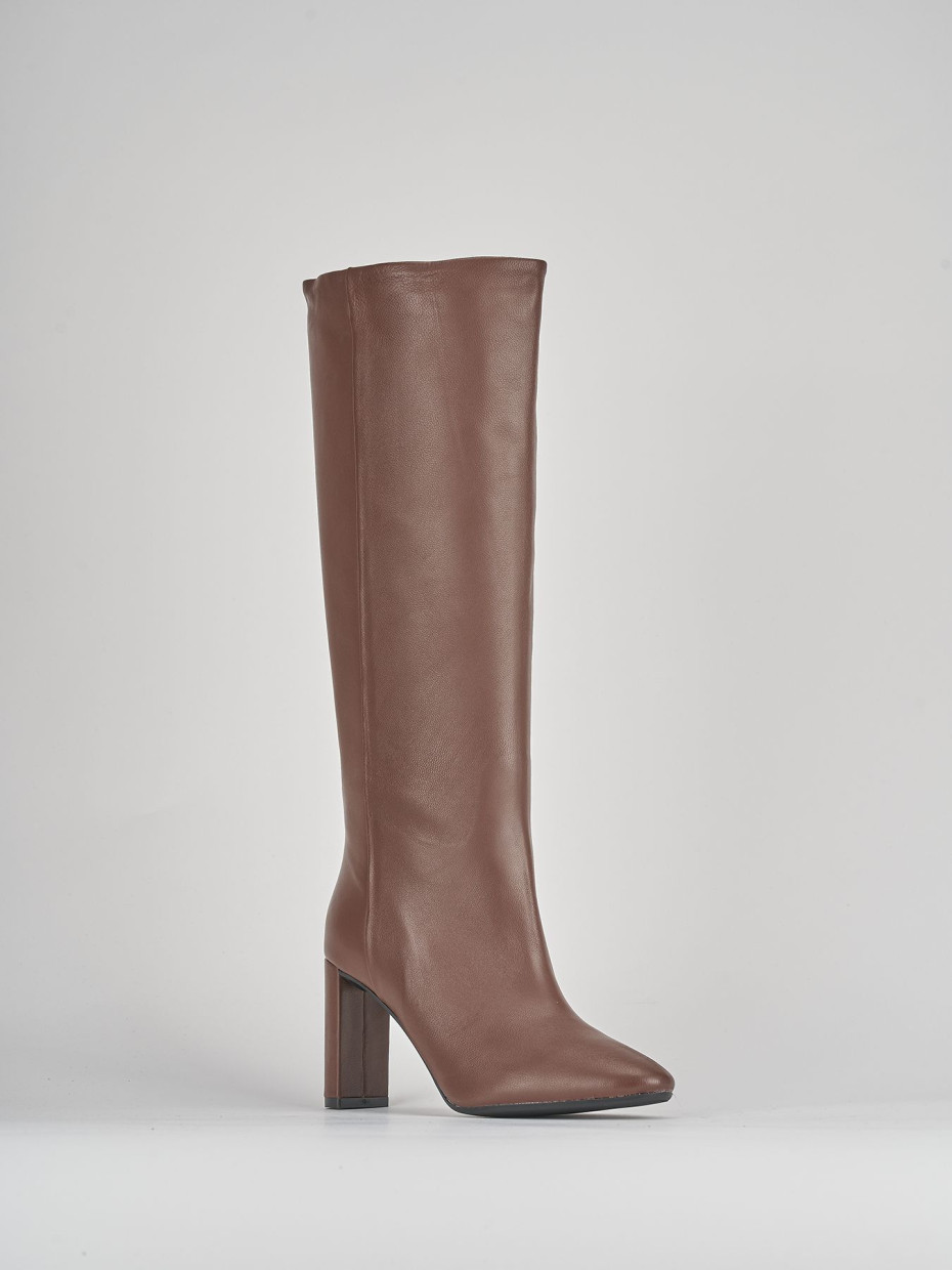 Stivali tacco 8cm pelle marrone Barca Stores