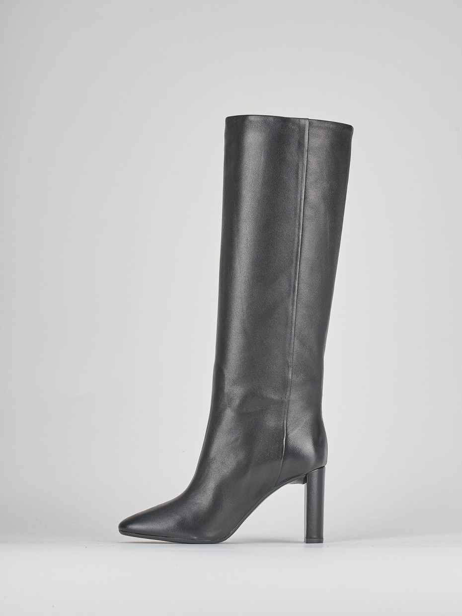 High heel boots heel 8 cm black leather