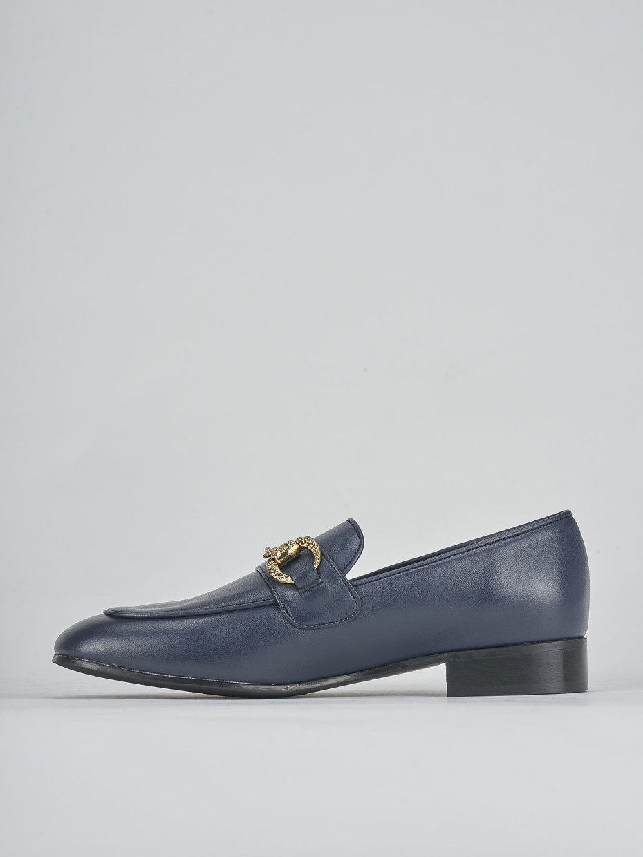 Loafers heel 1 cm blu leather
