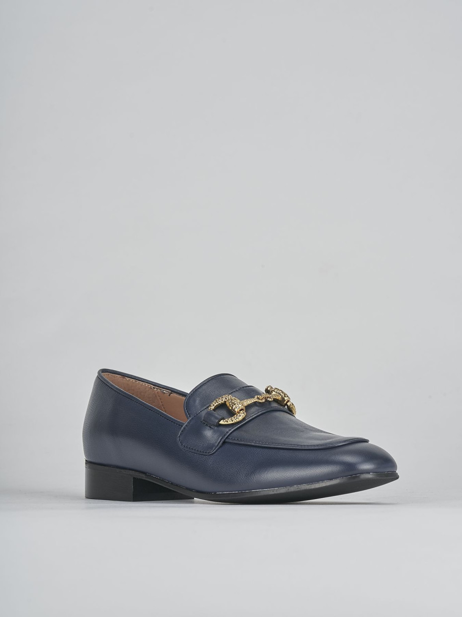 Loafers heel 1 cm blu leather