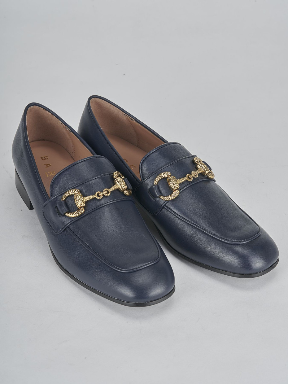 Loafers heel 1 cm blu leather