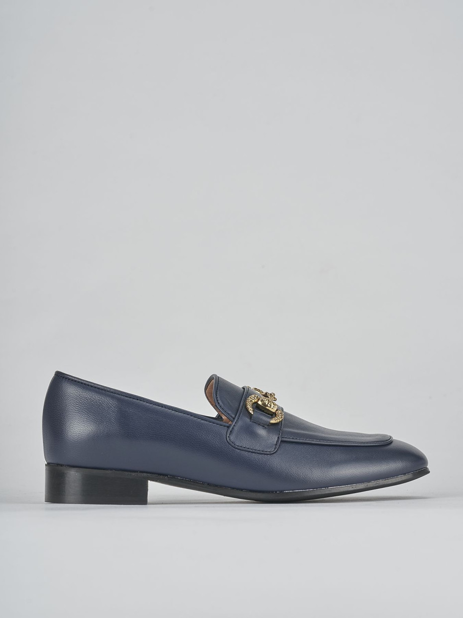 Loafers heel 1 cm blu leather