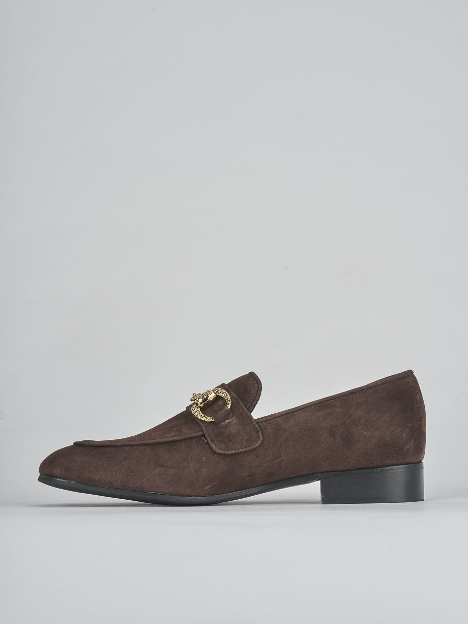 Loafers heel 1 cm dark brown suede