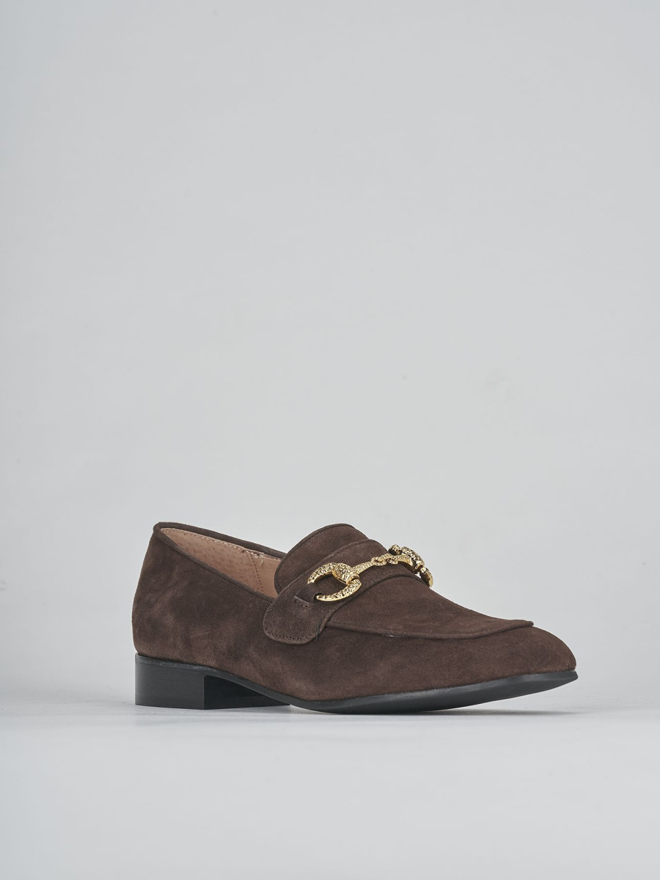 Loafers heel 1 cm dark brown suede