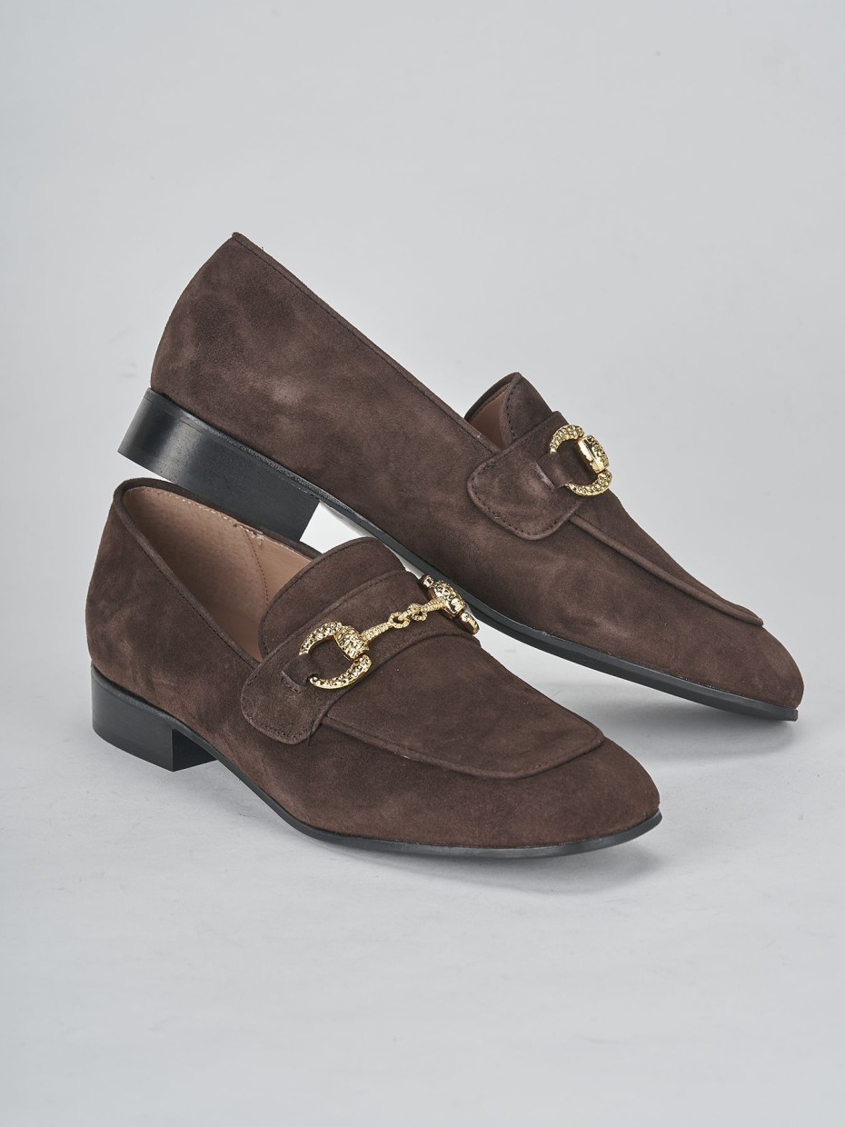 Loafers heel 1 cm dark brown suede