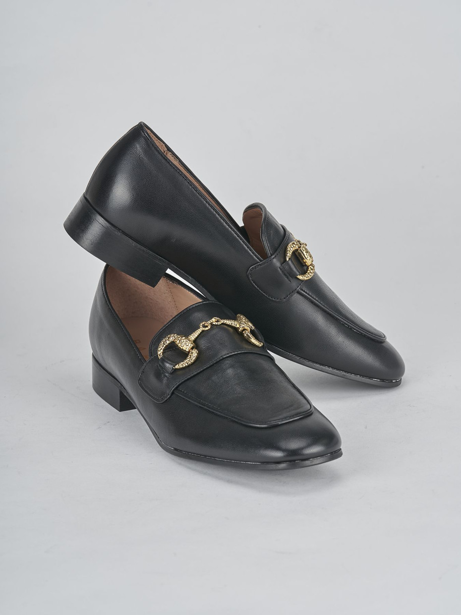 Mocassini tacco 1cm pelle nero