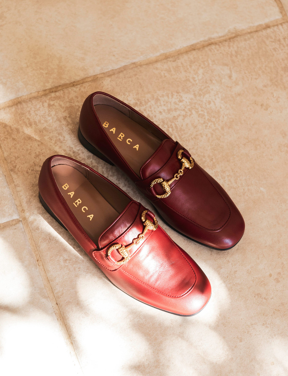 Loafers heel 1 cm bordeaux leather