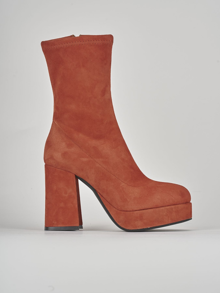 High heel ankle boots heel 8 cm orange suede