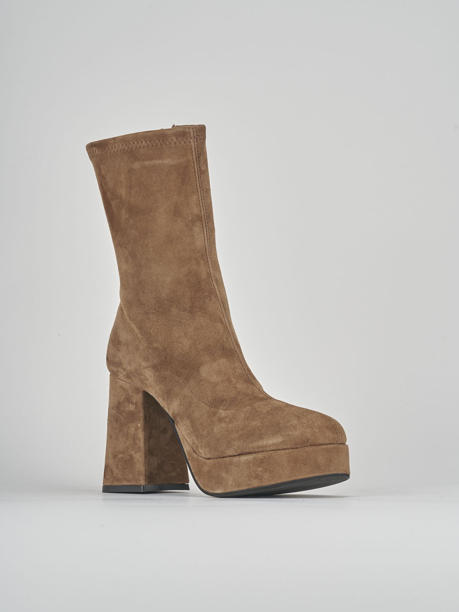 High heel ankle boots heel 8 cm brown suede