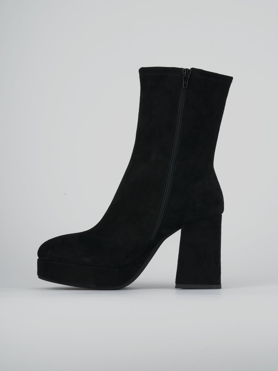 High heel ankle boots heel 8 cm black suede