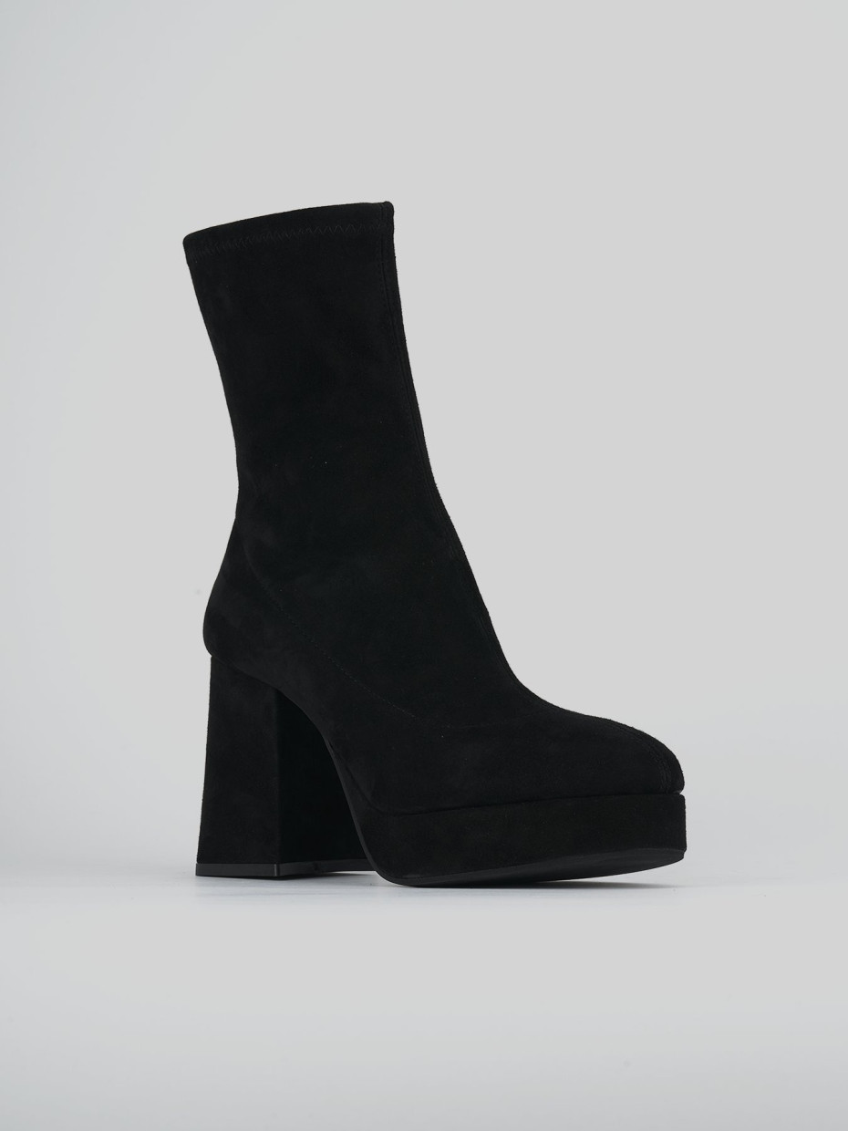 High heel ankle boots heel 8 cm black suede