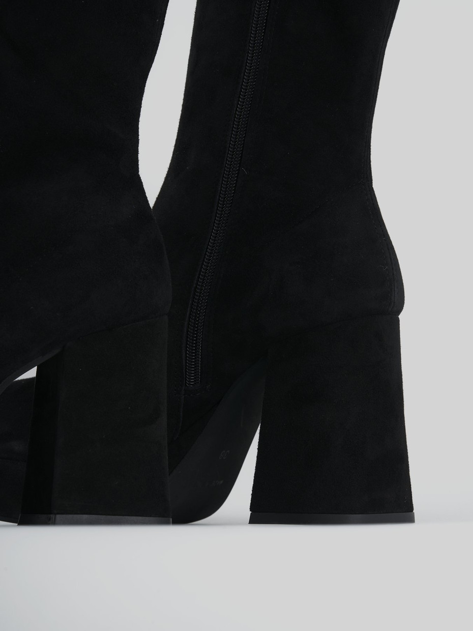 High heel ankle boots heel 8 cm black suede