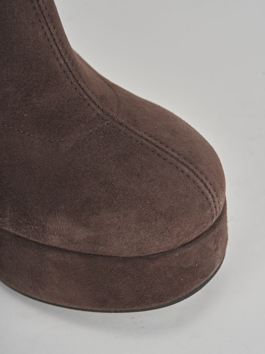 High heel ankle boots heel 8 cm dark brown suede