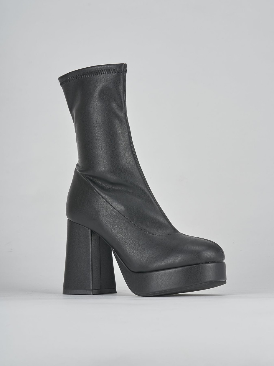 High heel ankle boots heel 8 cm black leather