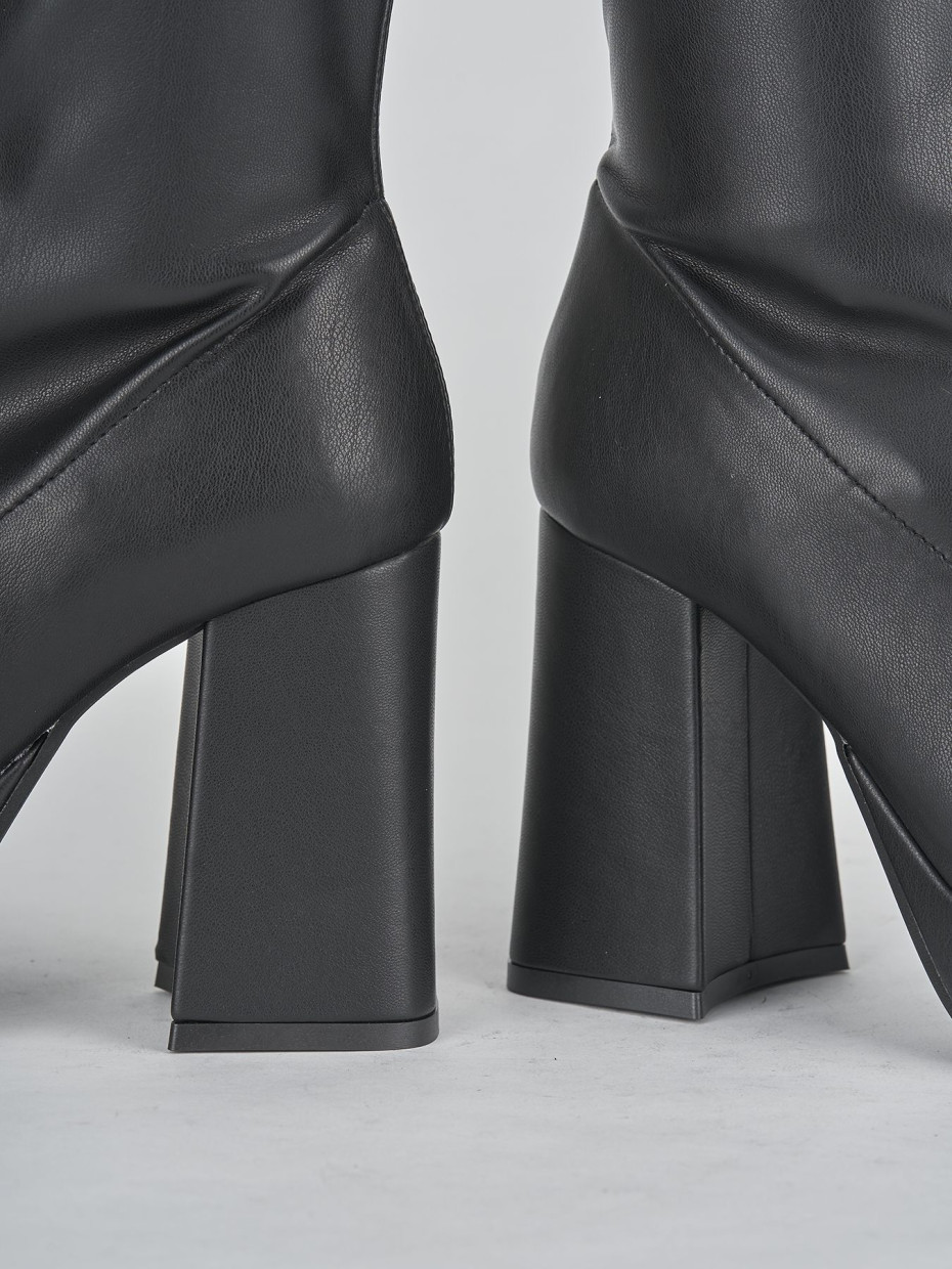 High heel ankle boots heel 8 cm black leather