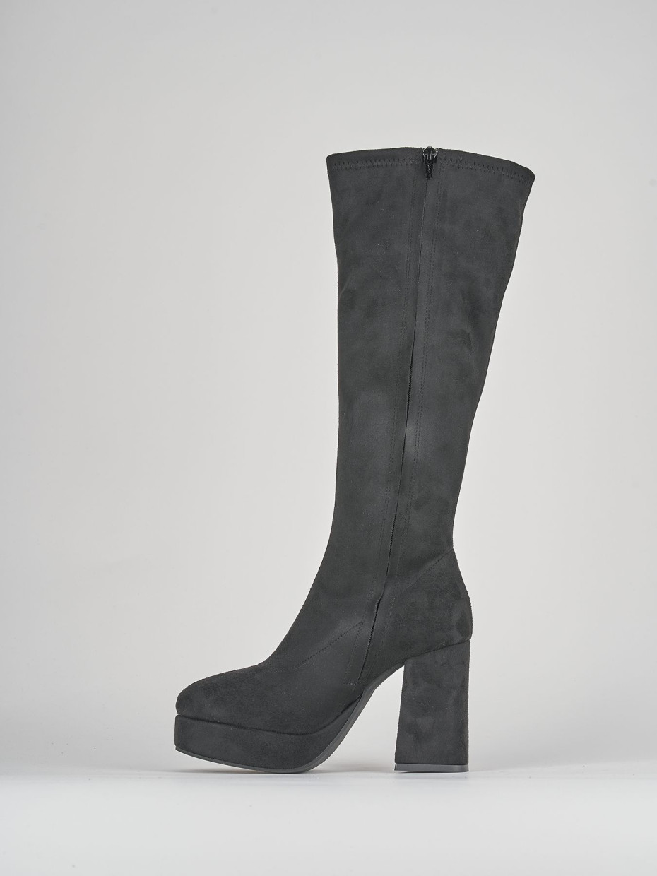 High heel boots heel 8 cm black suede