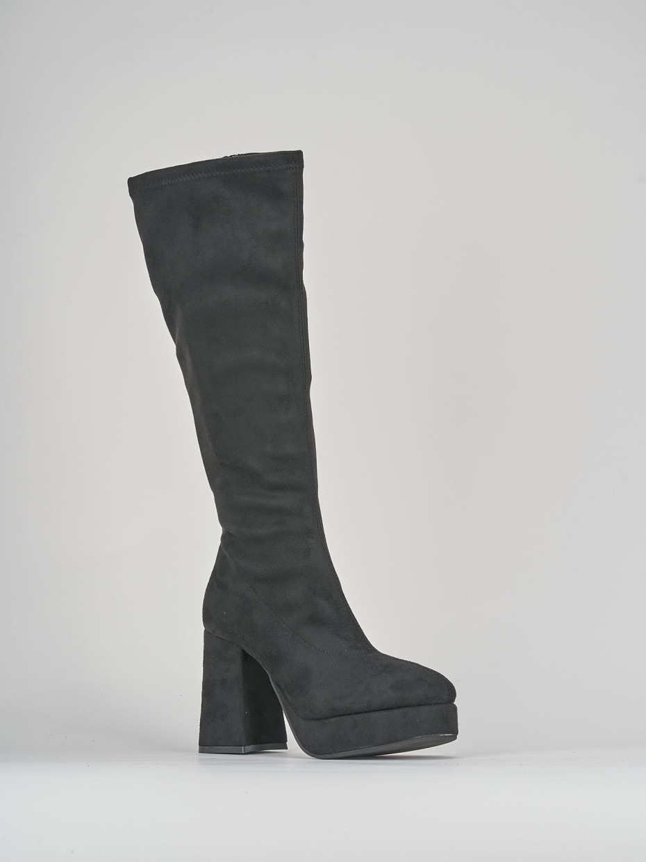 High heel boots heel 8 cm black suede