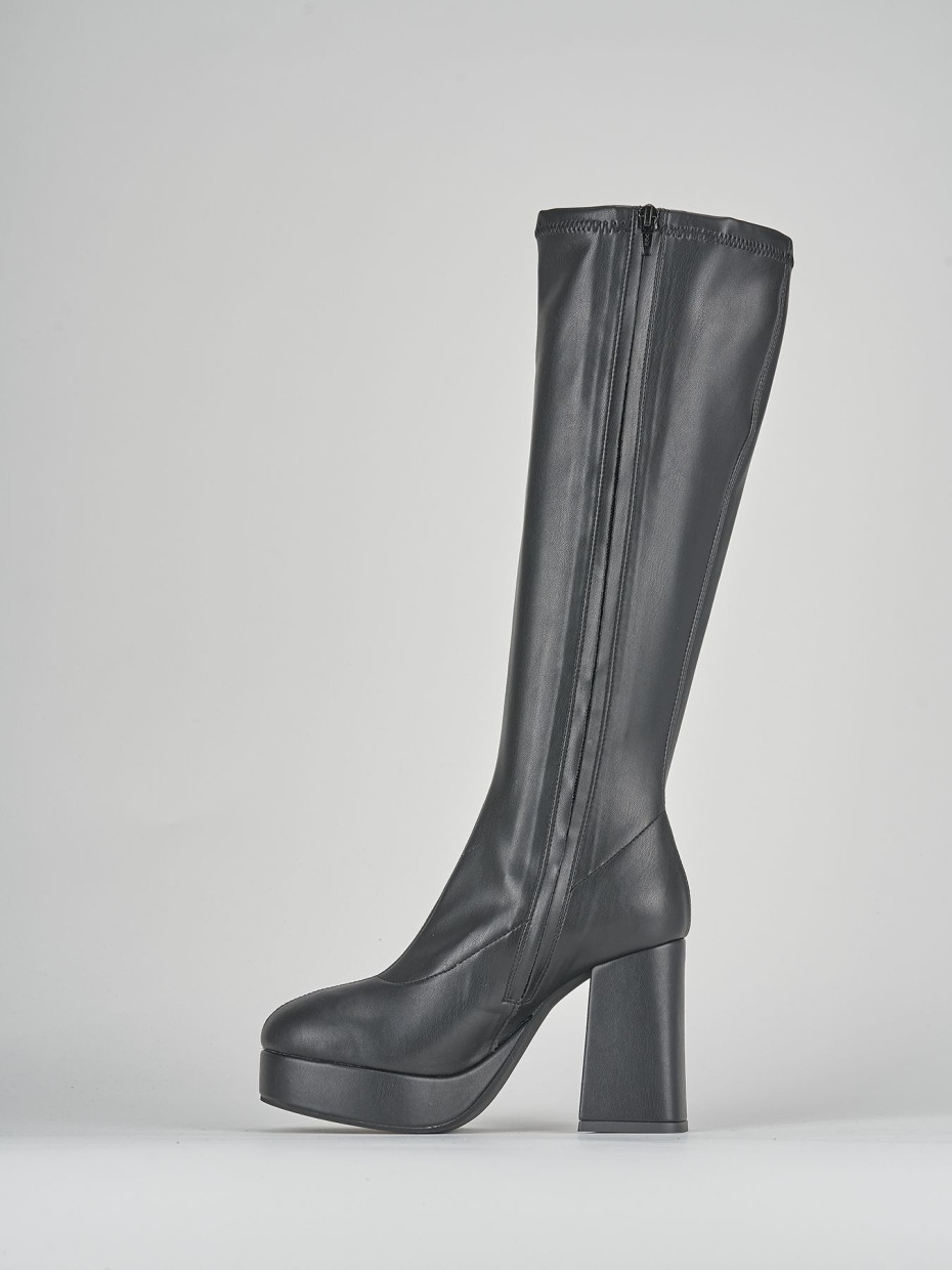 High heel boots heel 8 cm black leather