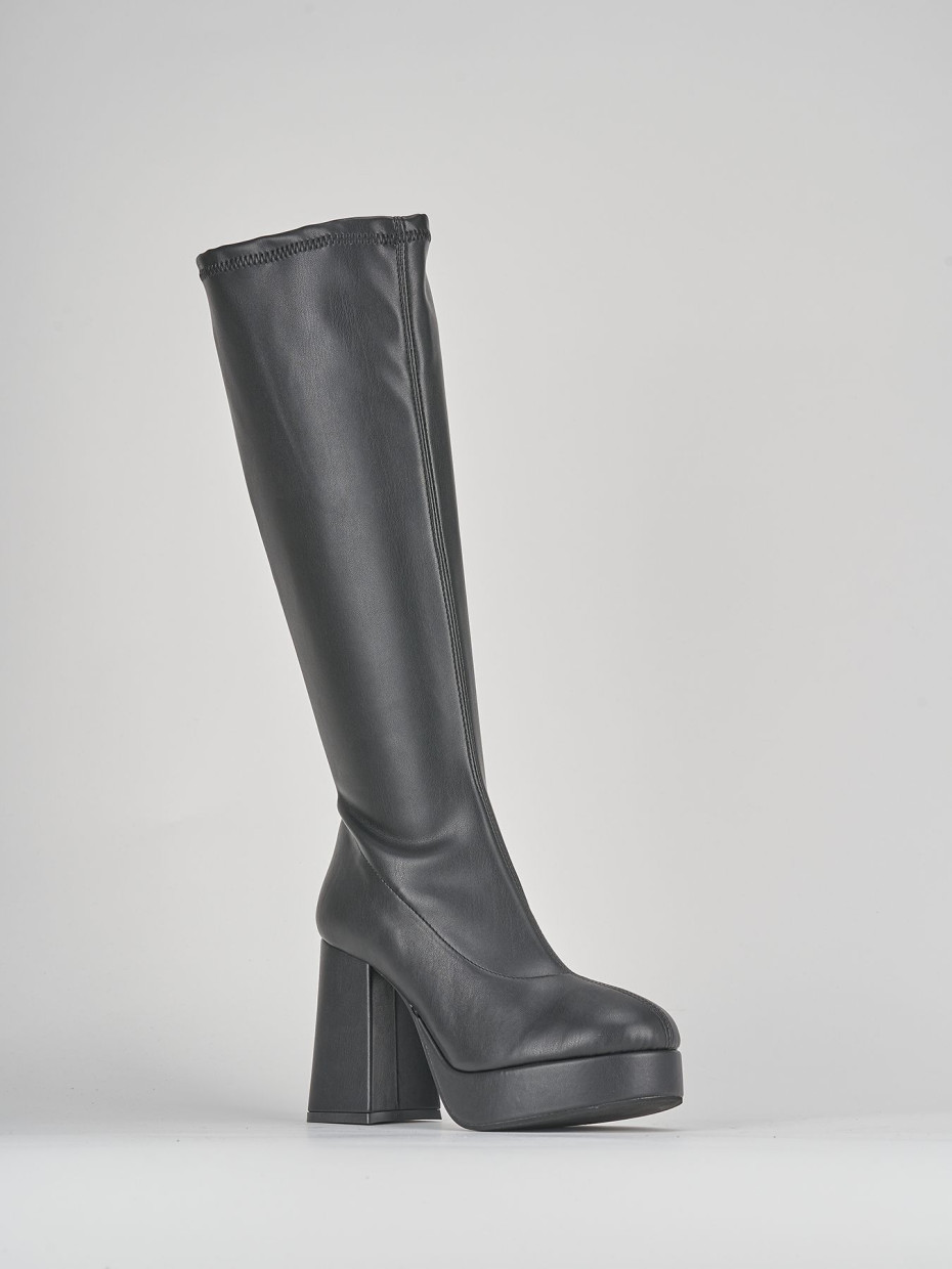 High heel boots heel 8 cm black leather