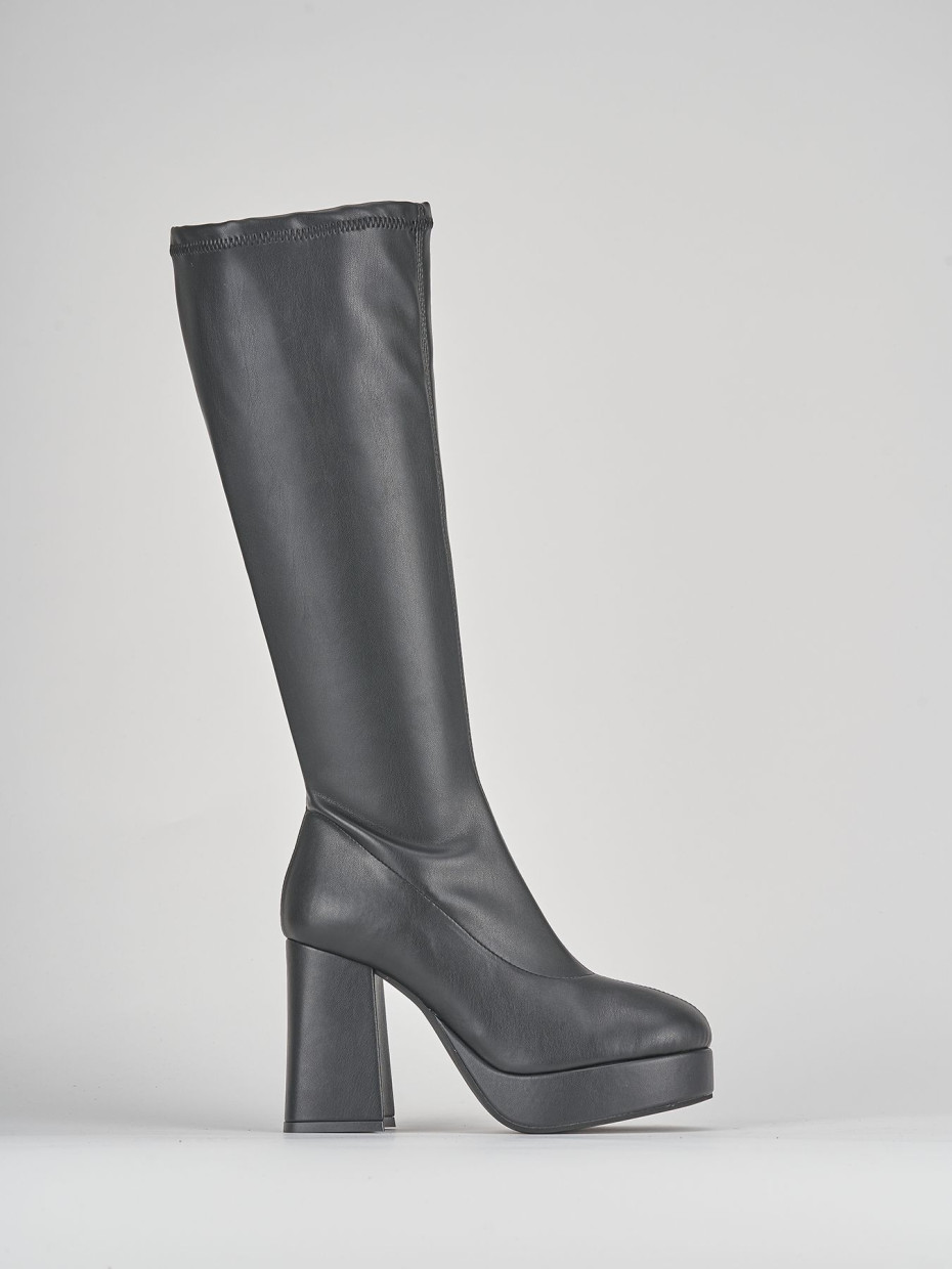 High heel boots heel 8 cm black leather