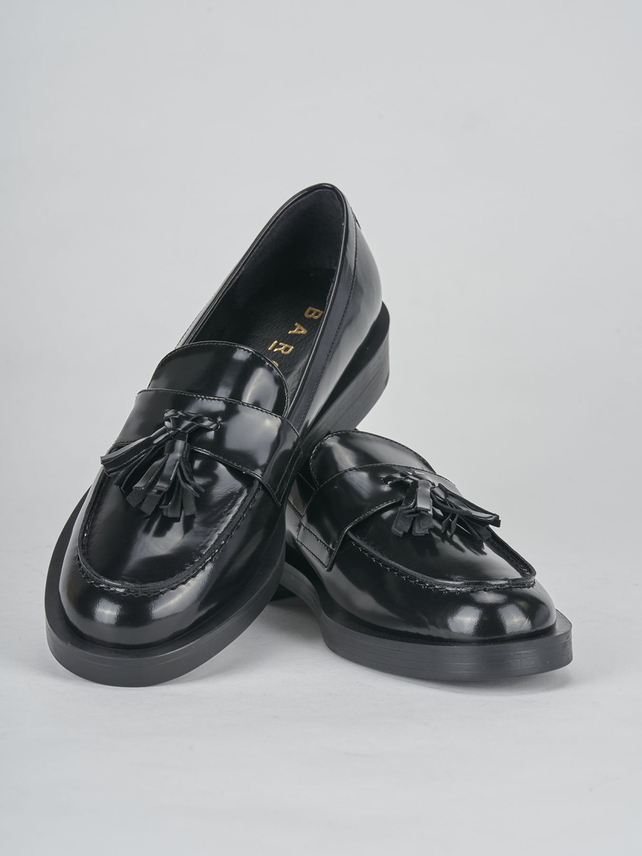 Loafers heel 2 cm black leather