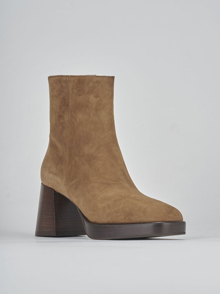 Stivaletti tacco 6cm camoscio marrone