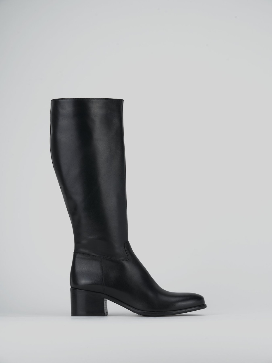Stivali tacco 5cm pelle nero