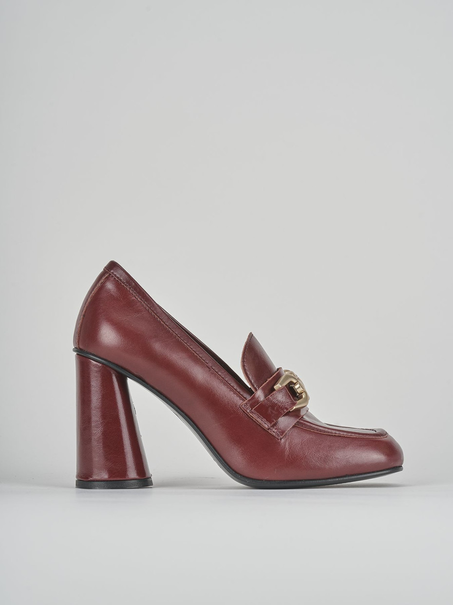 Loafers heel 8 cm bordeaux leather