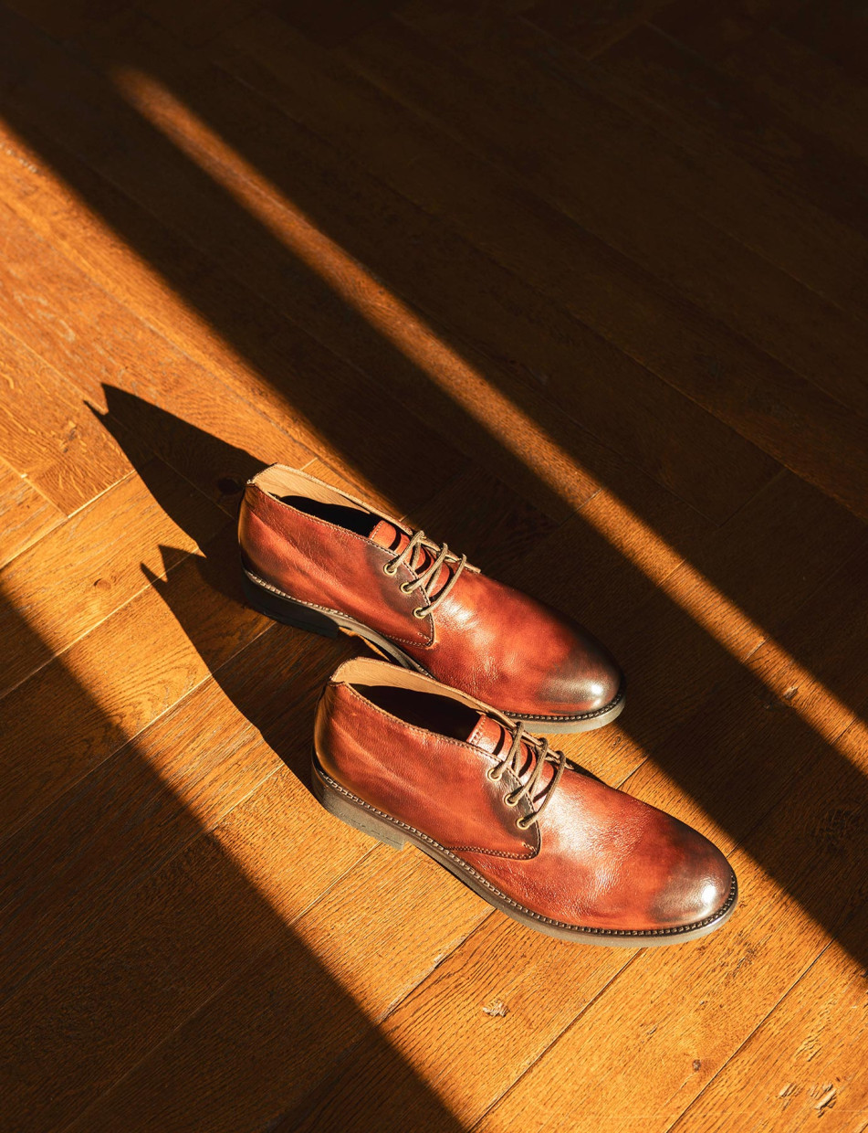 Combat boots brown leather