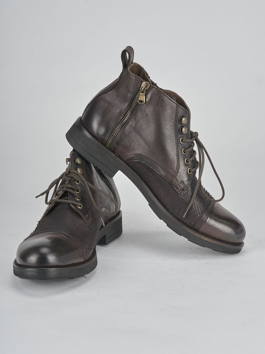 Combat boots dark brown leather