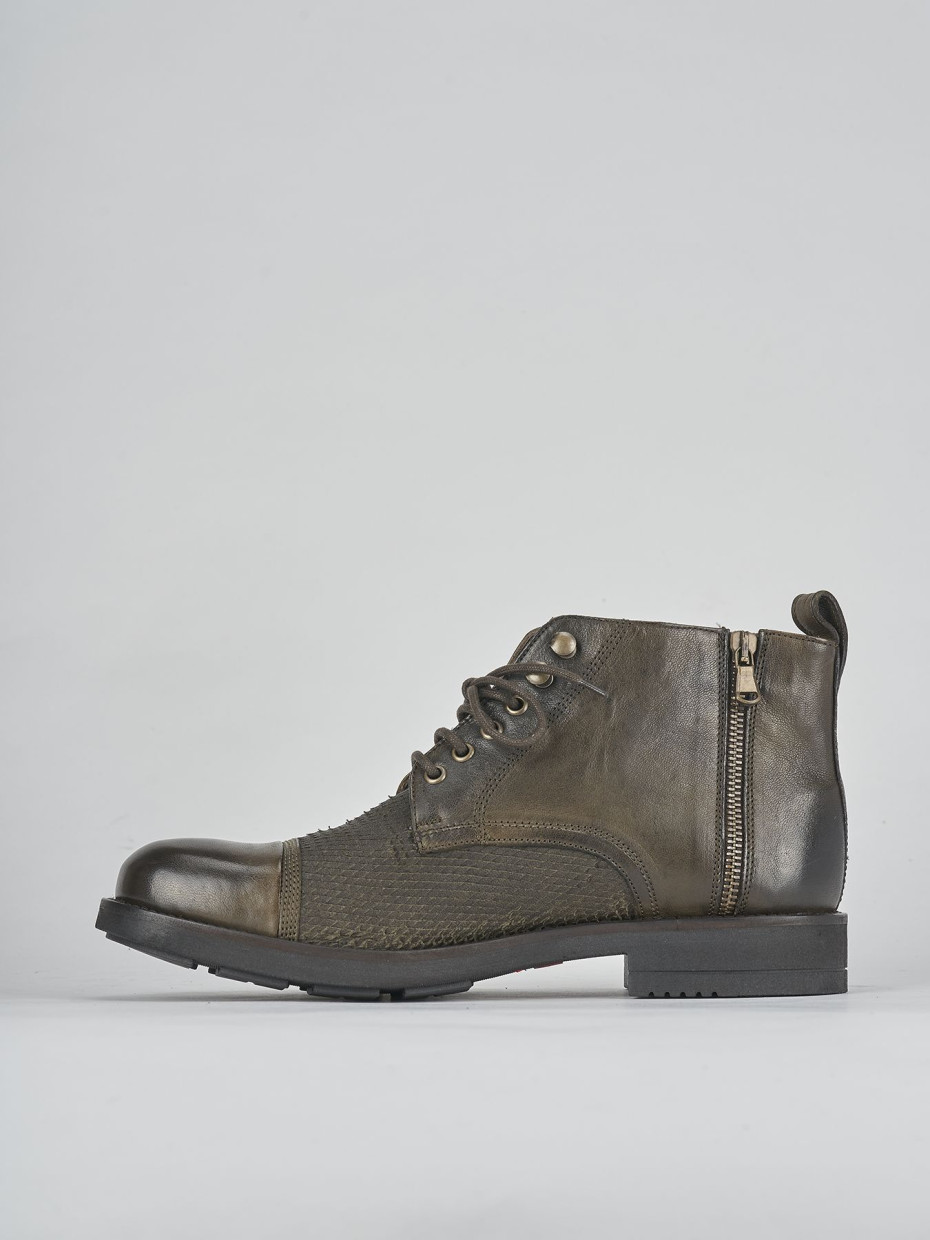 Combat boots green leather