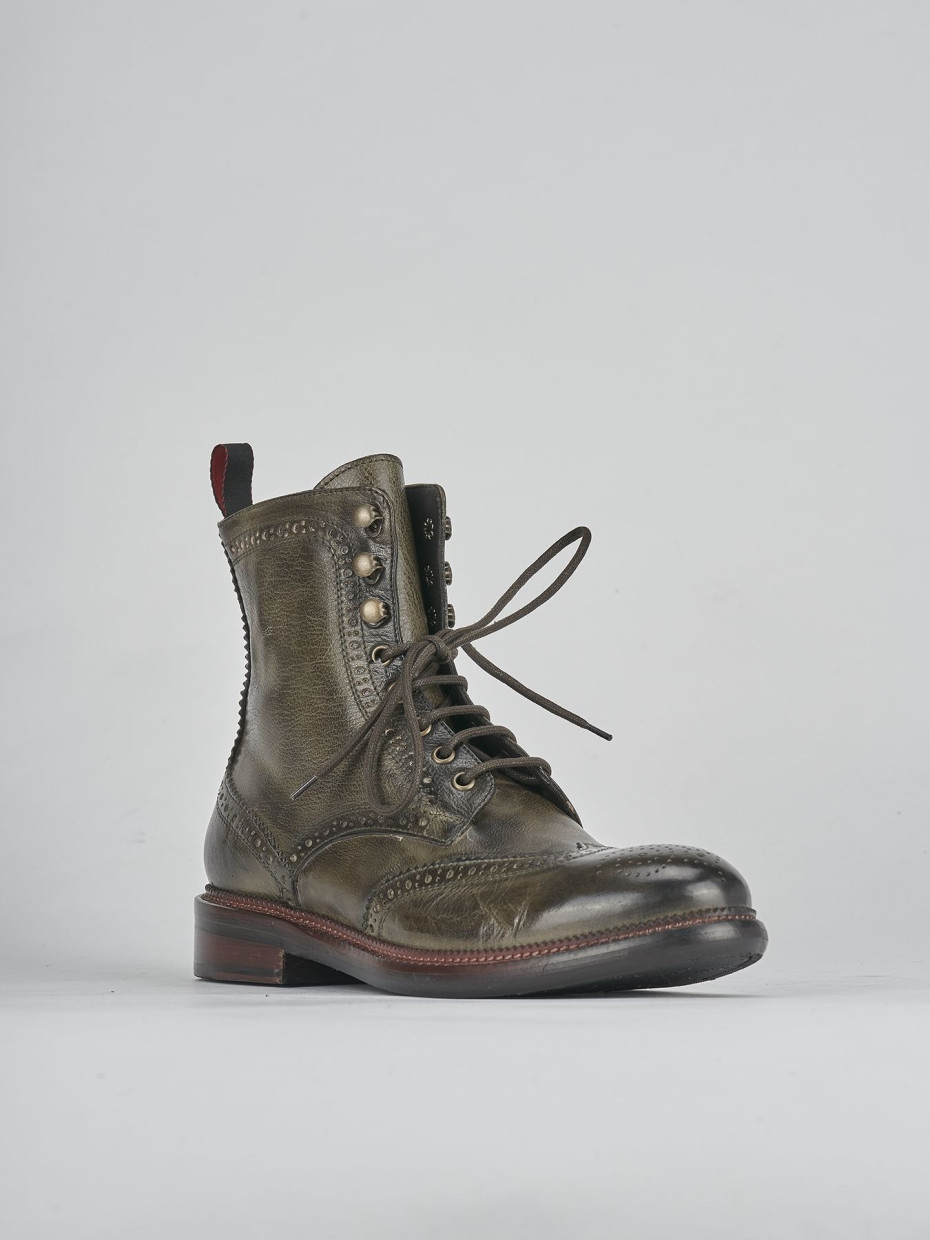 Combat boots man green leather Barca Stores