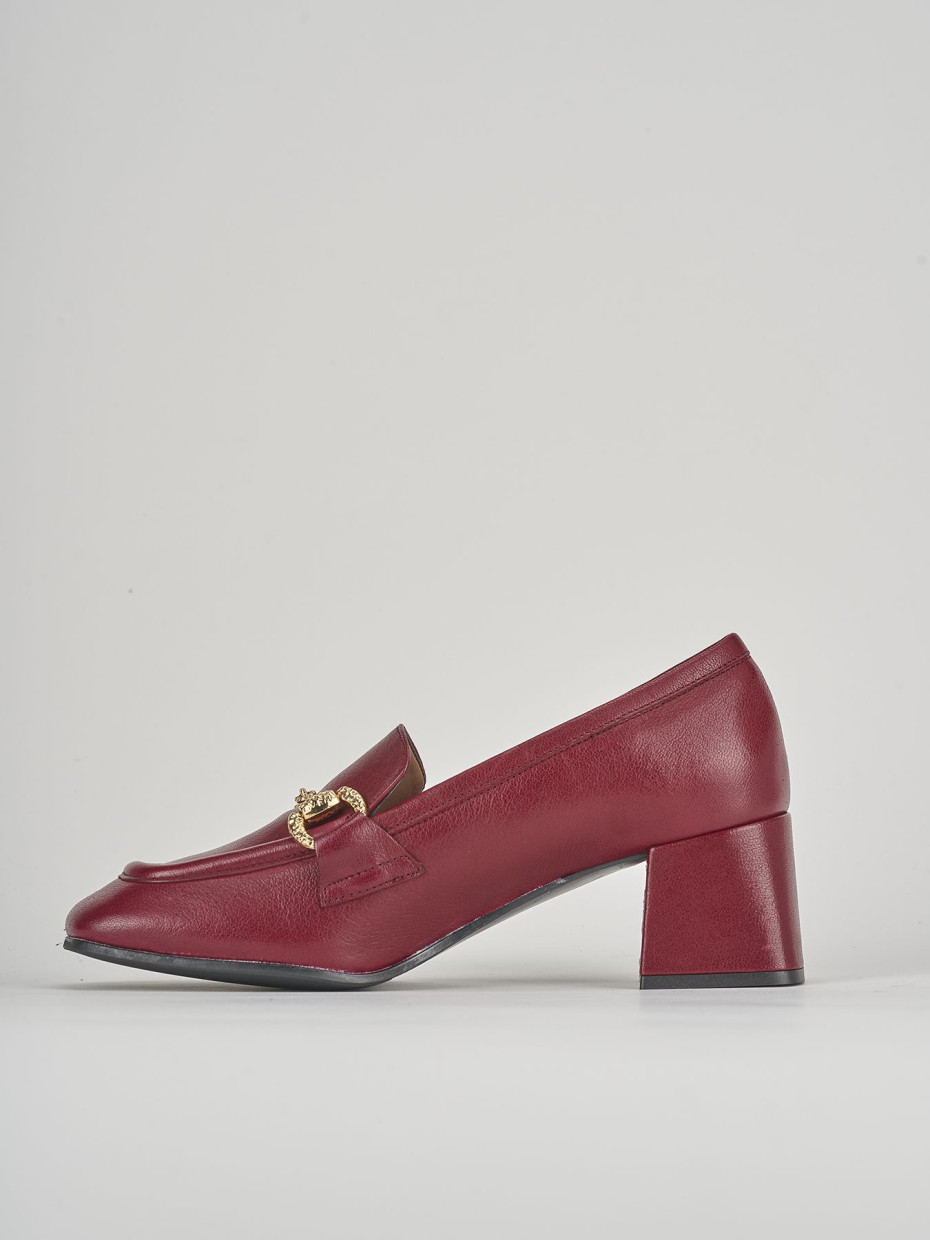 Mocassini tacco 6cm pelle bordo'