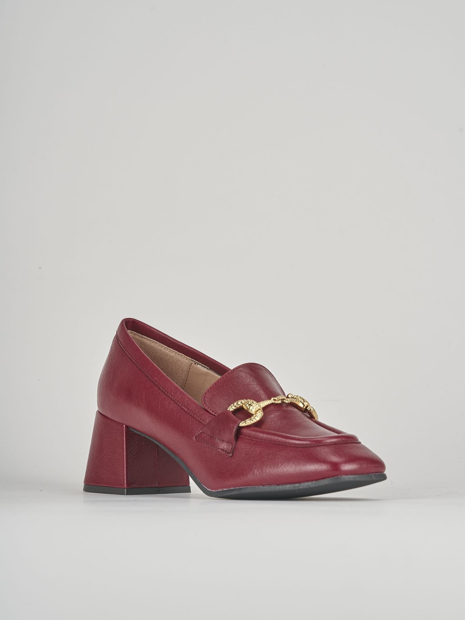 Mocassini tacco 6cm pelle bordo'